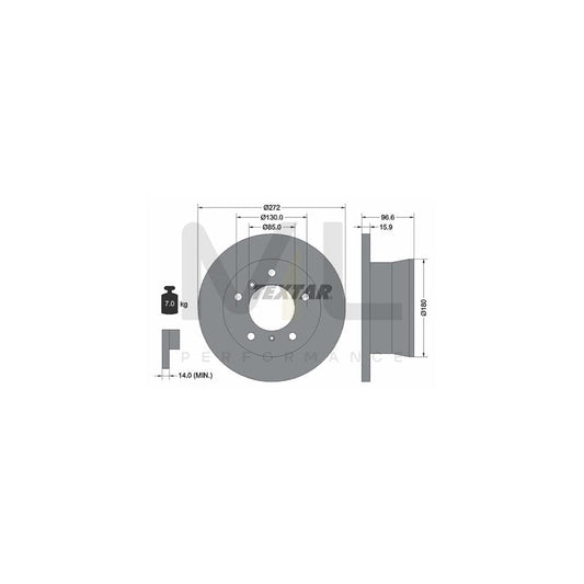 TEXTAR 92137600 Brake Disc Solid, without wheel hub, without wheel studs | ML Performance Car Parts