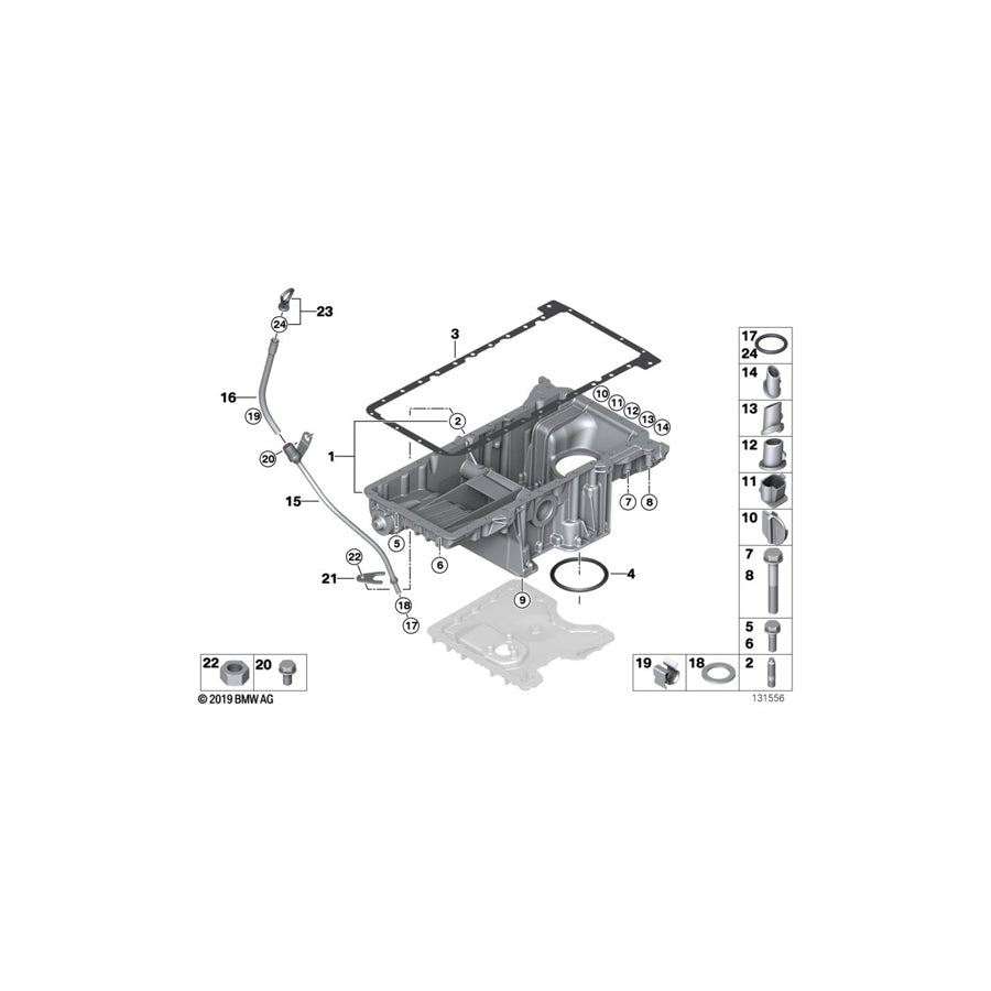 Genuine BMW 11137539009 E53 Oil Pan Upper Part (Inc. X5 4.4i & X5 4.8is) | ML Performance US Car Parts
