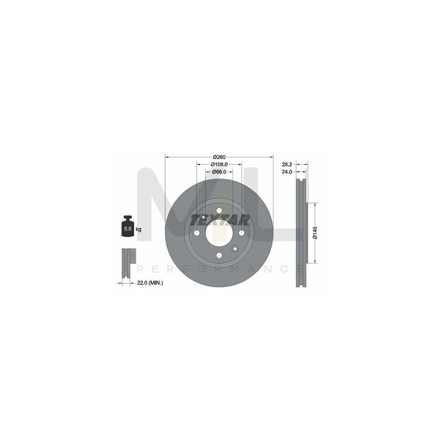 TEXTAR 92078600 Brake Disc for PEUGEOT 406 Externally Vented, without wheel hub, without wheel studs | ML Performance Car Parts