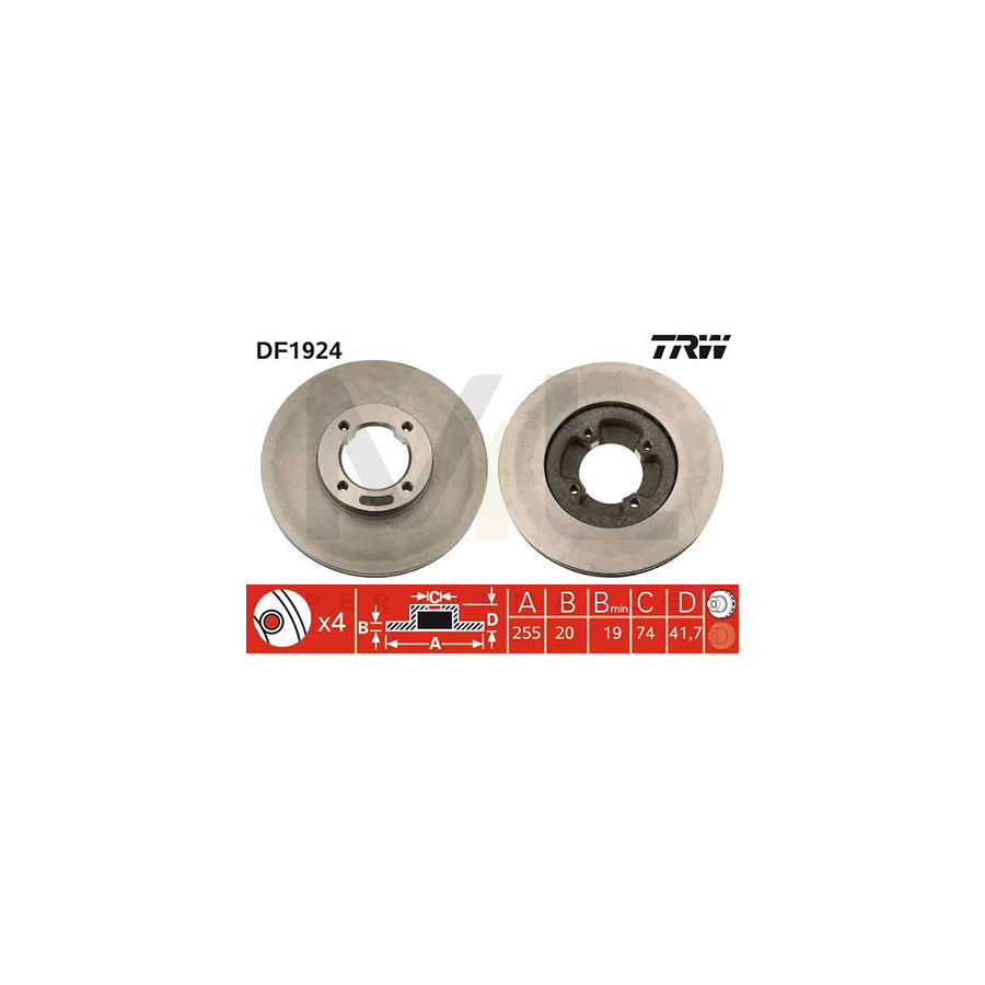TRW DF1924 Brake Disc Vented, Painted | ML Performance Car Parts