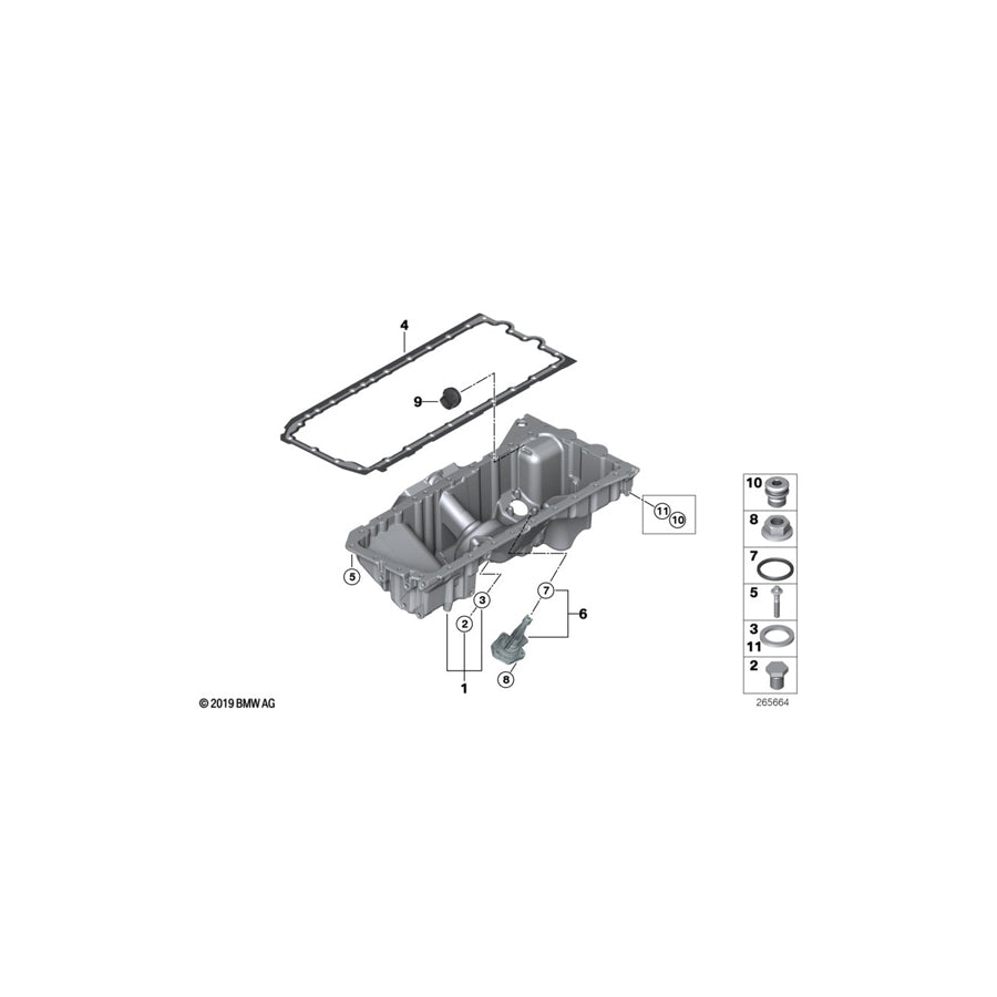 Genuine BMW 11137556664 F07 F10 Oil Pan (Inc. 640iX, 740LiX & 535iX) | ML Performance US Car Parts
