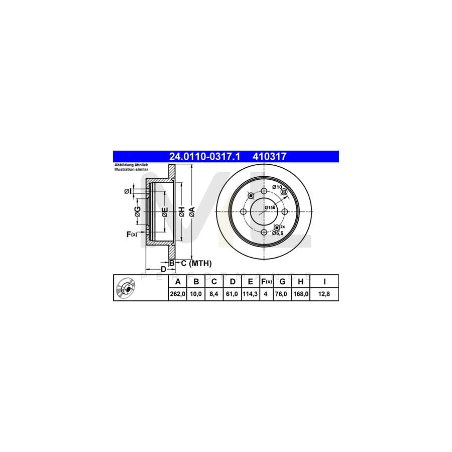ATE 24.0110-0317.1 Brake Disc Solid  - 1 piece