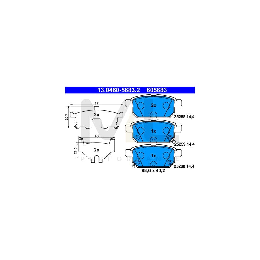 ATE 13.0460-5683.2 Brake pad set for SUZUKI Baleno II Hatchback (FW, EW) with acoustic wear warning, with anti-squeak plate