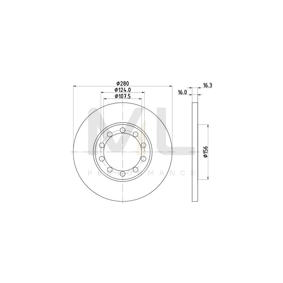 HELLA 8DD 355 113-291 Brake Disc for FORD TRANSIT Solid, without wheel hub, without wheel studs