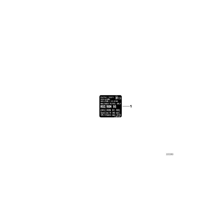Genuine BMW 71227588398 E70 E71 Notice Label For Fuel ROZ 98 (95) (Inc. X5 M, X5 35iX & X6 M) | ML Performance US