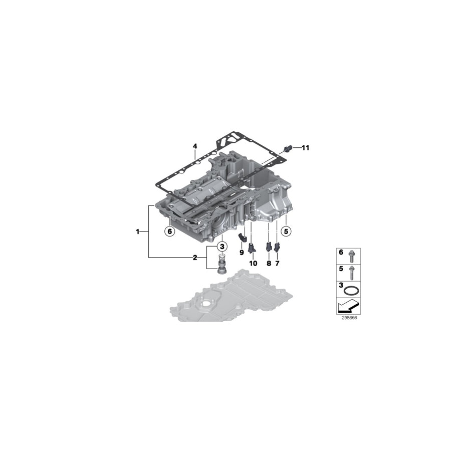 Genuine BMW 11137621072 E72 F15 E70 Oil Pan Upper Part (Inc. X6 M, X5 50iX 4.0 & X6 50iX 4.0) | ML Performance US Car Parts