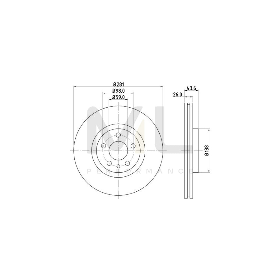 HELLA PRO 8DD 355 104-451 Brake Disc Internally Vented, Coated, without wheel hub, without wheel studs