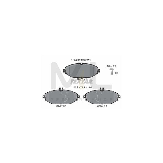 TEXTAR 2207601 Brake pad set prepared for wear indicator, with brake caliper screws | ML Performance Car Parts