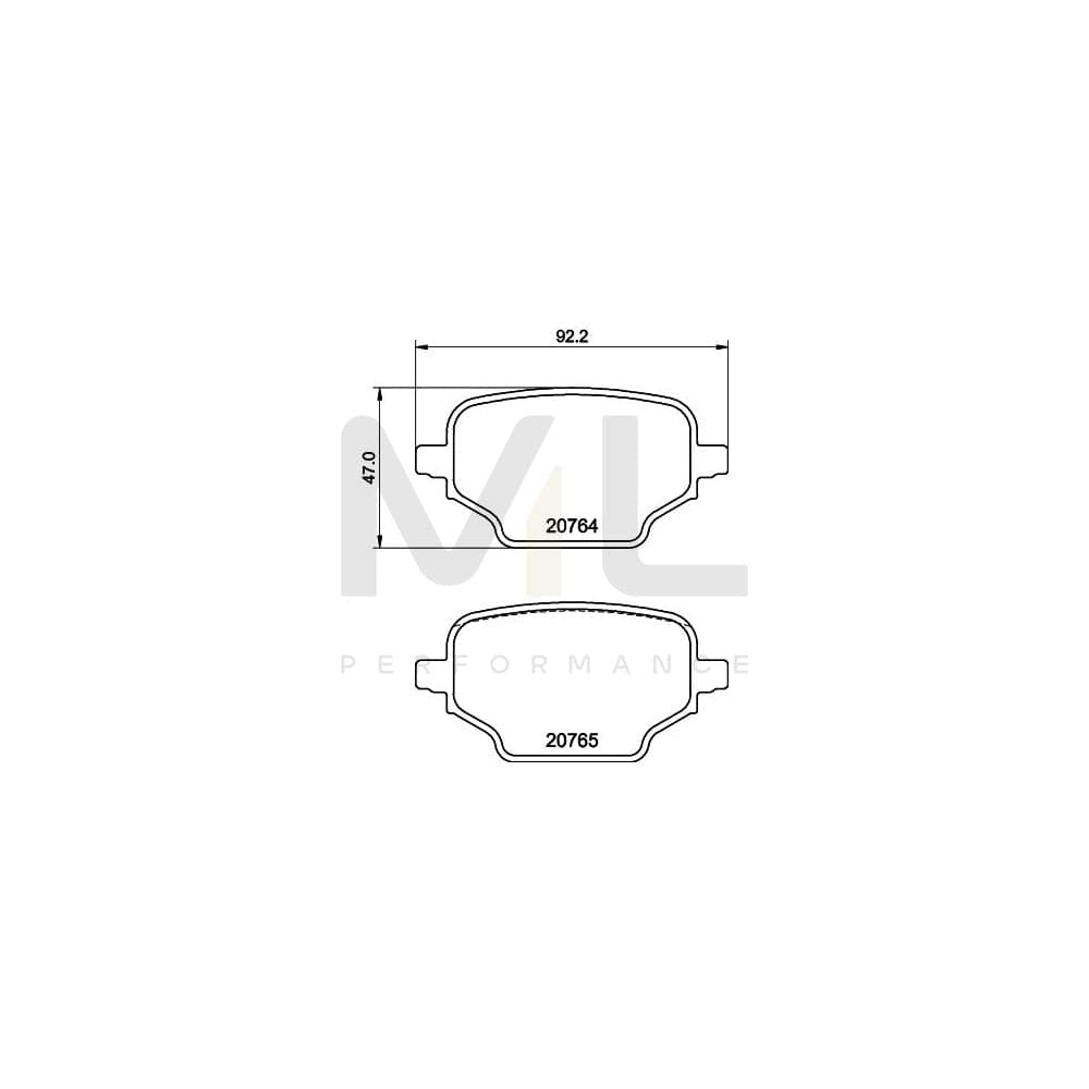 Hella 8DB 355 039-911 Brake Pad Set Not Prepared For Wear Indicator, With Brake Caliper Screws, With Accessories