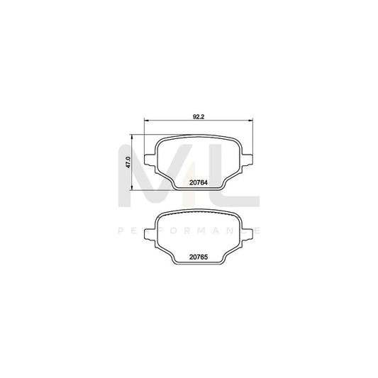 Hella 8DB 355 039-911 Brake Pad Set Not Prepared For Wear Indicator, With Brake Caliper Screws, With Accessories