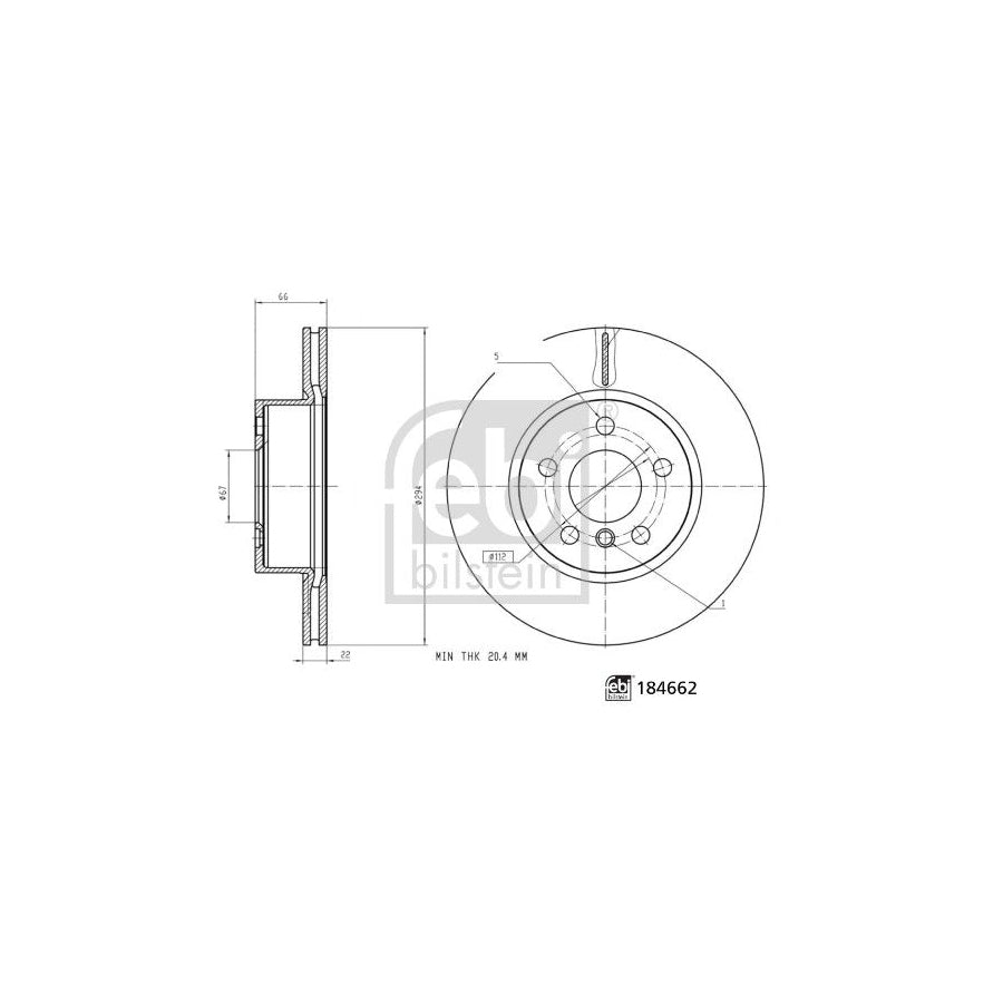 Febi Bilstein 184662 Brake Disc for BMW 3 Series
