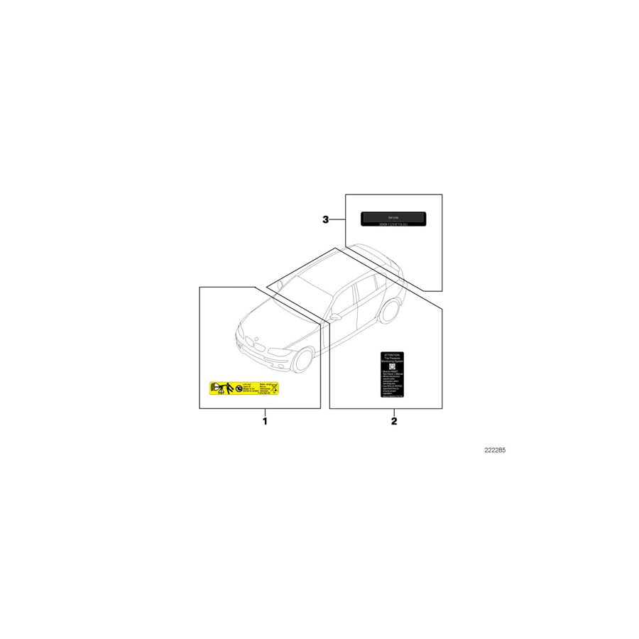 Genuine BMW 71227506960 E70 E72 E60 Label Emergency Unlocking (Inc. X1 20dX, 530xi & 525i) | ML Performance US
