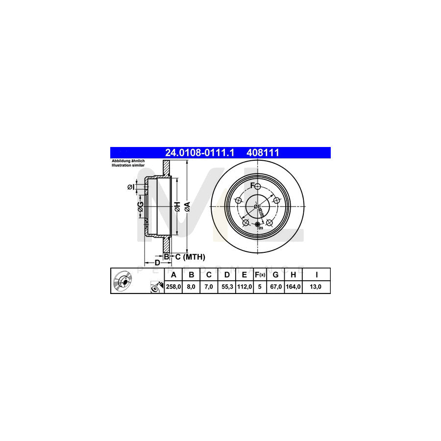 ATE 24.0108-0111.1 Brake Disc Solid, Coated  - 1 piece