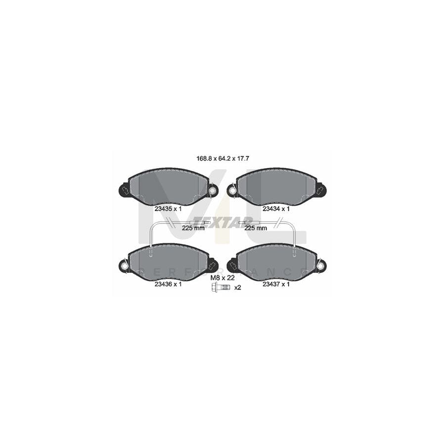 TEXTAR 2343501 Brake pad set for NISSAN Cabstar E Platform / Chassis (TL_, VL_) with integrated wear warning contact, with brake caliper screws | ML Performance Car Parts