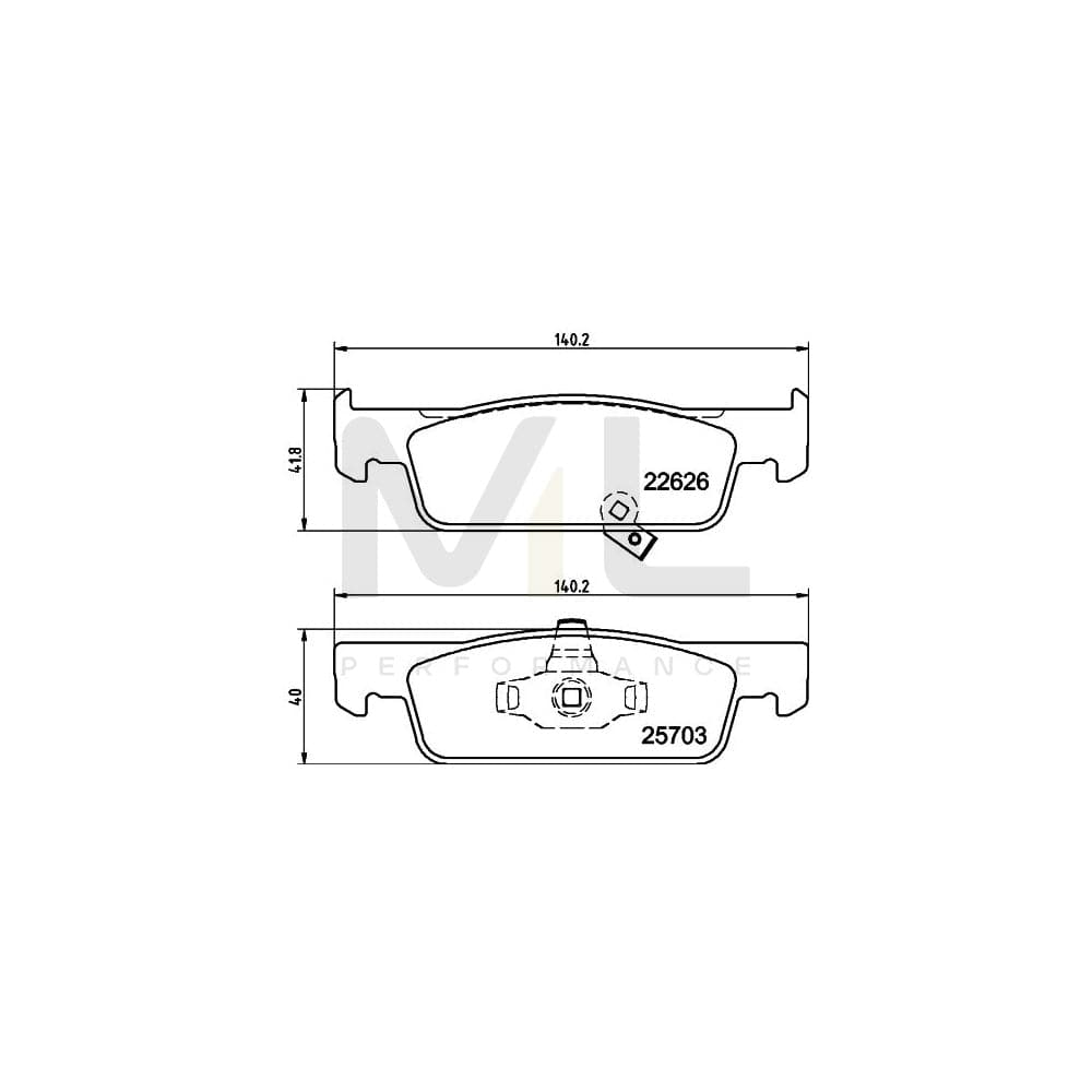 Hella 8DB 355 025-841 Brake Pad Set For Smart Fortwo With Acoustic Wear Warning