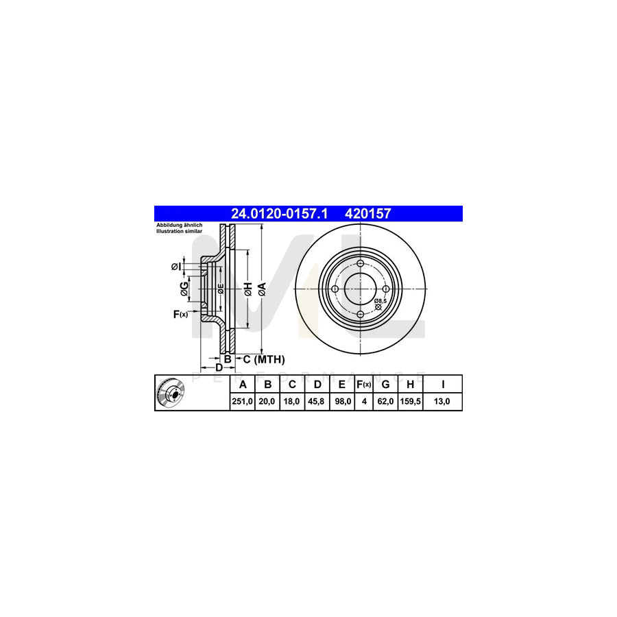 ATE 24.0120-0157.1 Brake Disc Vented  - 1 piece