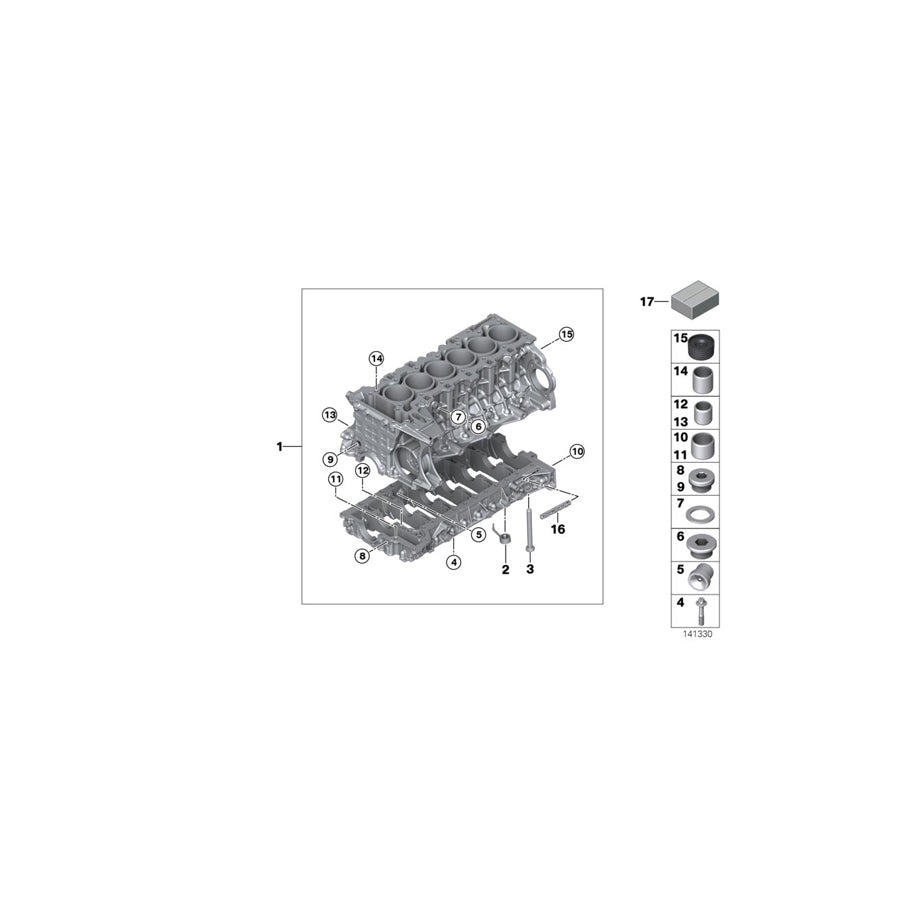 Genuine BMW 11110421309 E91 F10 E93 Engine Block With Piston N53B30A (Inc. 530i, 525i & 530xi) | ML Performance US Car Parts