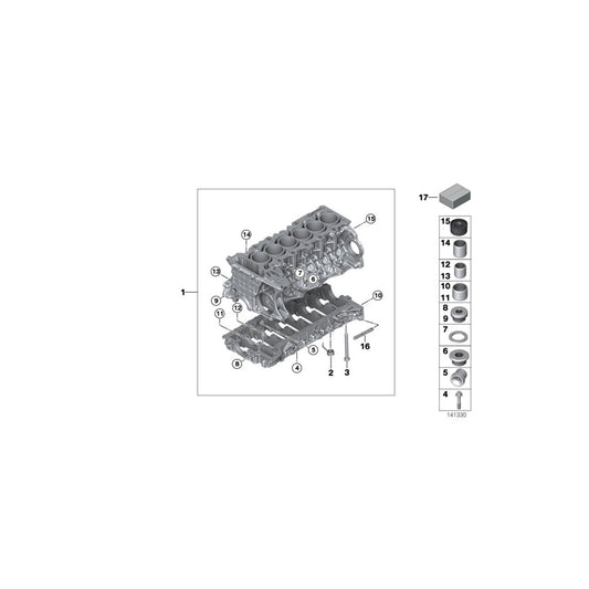 Genuine BMW 11110421309 E91 F10 E93 Engine Block With Piston N53B30A (Inc. 530i, 525i & 530xi) | ML Performance US Car Parts