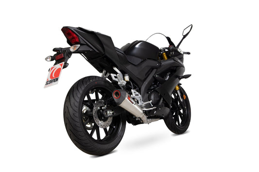 Scorpion RYA113SYSSEO Yamaha YZF-R125 Serket Taper Full System - Brushed Stainless Steel Sleeve | ML Performance US US