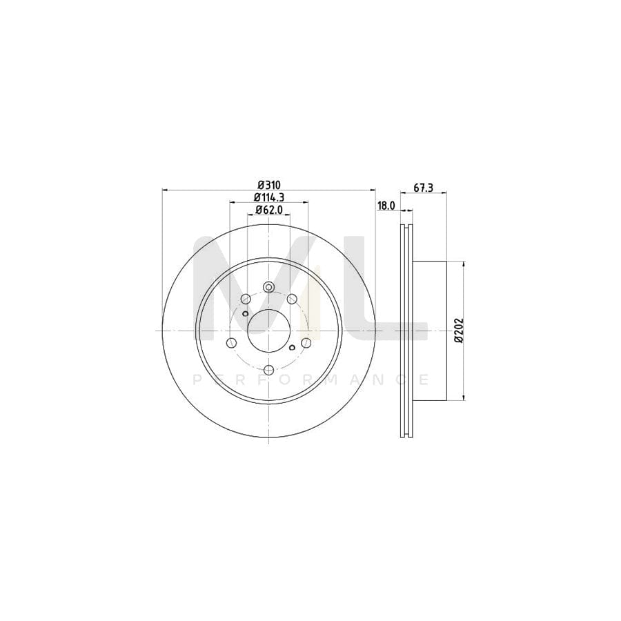 HELLA 8DD 355 112-881 Brake Disc Internally Vented, without wheel hub, without wheel studs
