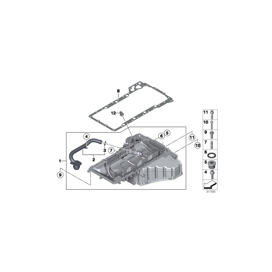 Genuine BMW 11137843141 F10 F12 Oil Pan Upper Part (Inc. M5 & M6) | ML Performance US Car Parts