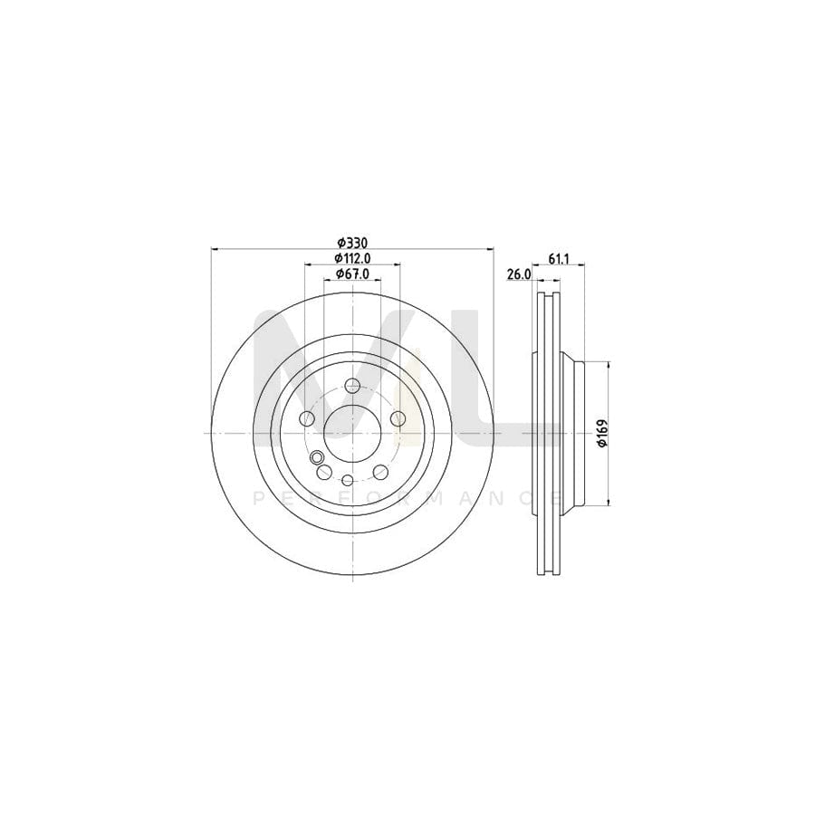 HELLA PRO 8DD 355 123-081 Brake Disc suitable for MERCEDES-BENZ S-Class Internally Vented, Coated, without wheel hub, without wheel studs