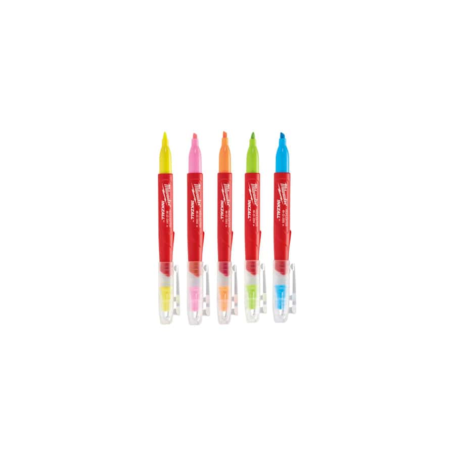 Milwaukee Hand Tools MHT48223206 INKZALL Highlighter Assorted Colours (Pack 5)