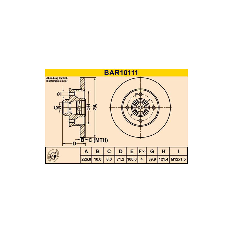 Barum Bar10111 Brake Disc
