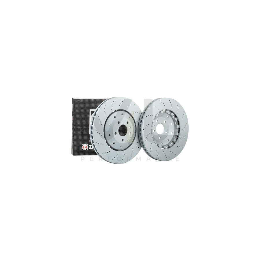 ZIMMERMANN FORMULA Z COAT Z 100.3369.70 Brake Disc for AUDI A6 Perforated, Two-piece brake disc, Vented, Coated, Alloyed / High-carbon  - 1 piece