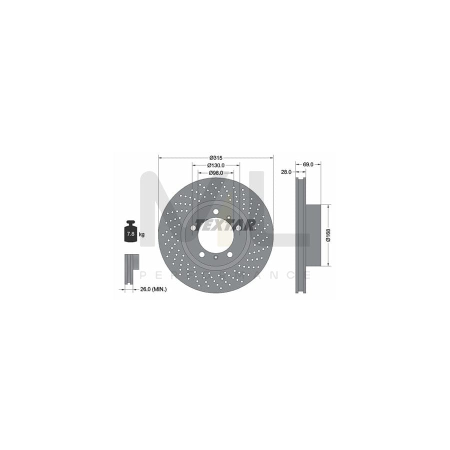 TEXTAR PRO+ 92280005 Brake Disc Internally Vented, Perforated, Coated, High-carbon, without wheel hub, without wheel studs | ML Performance Car Parts