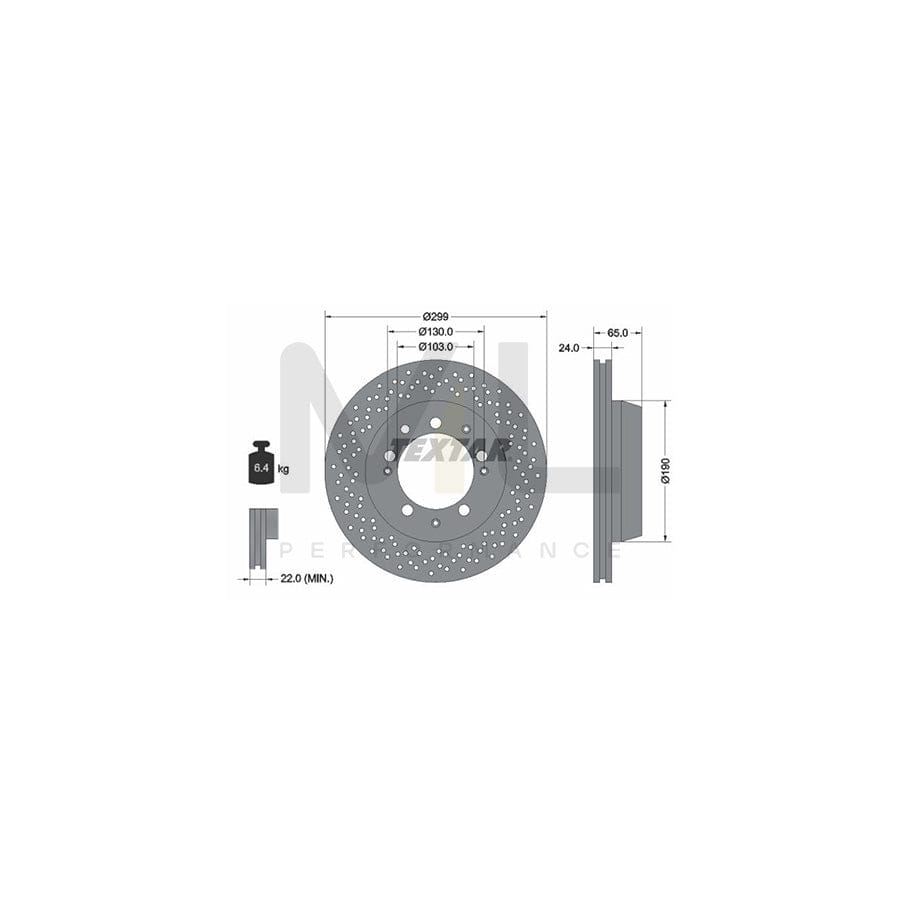 TEXTAR 92076200 Brake Disc for PORSCHE 911 Internally Vented, Perforated, without wheel hub, without wheel studs | ML Performance Car Parts