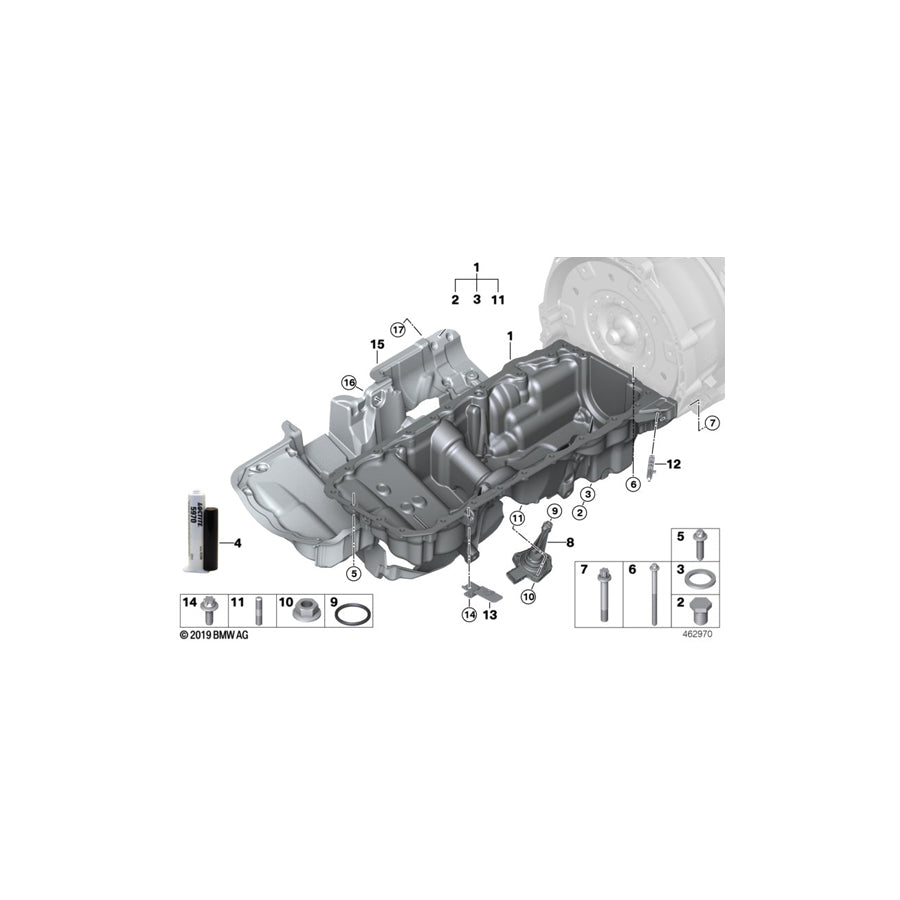Genuine BMW 11138611698 G02 G32 G31 Oil Pan (Inc. 740iX, 740LiX & X4 M40iX) | ML Performance US Car Parts