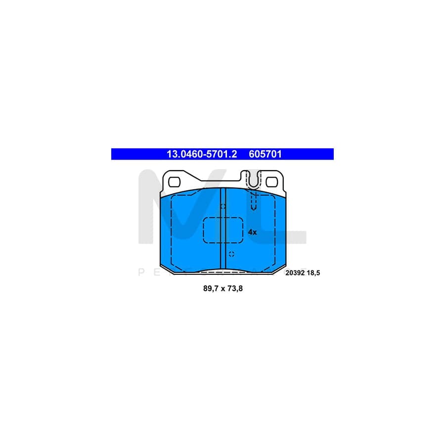 ATE 13.0460-5701.2 Brake pad set for VW LT excl. wear warning contact, prepared for wear indicator