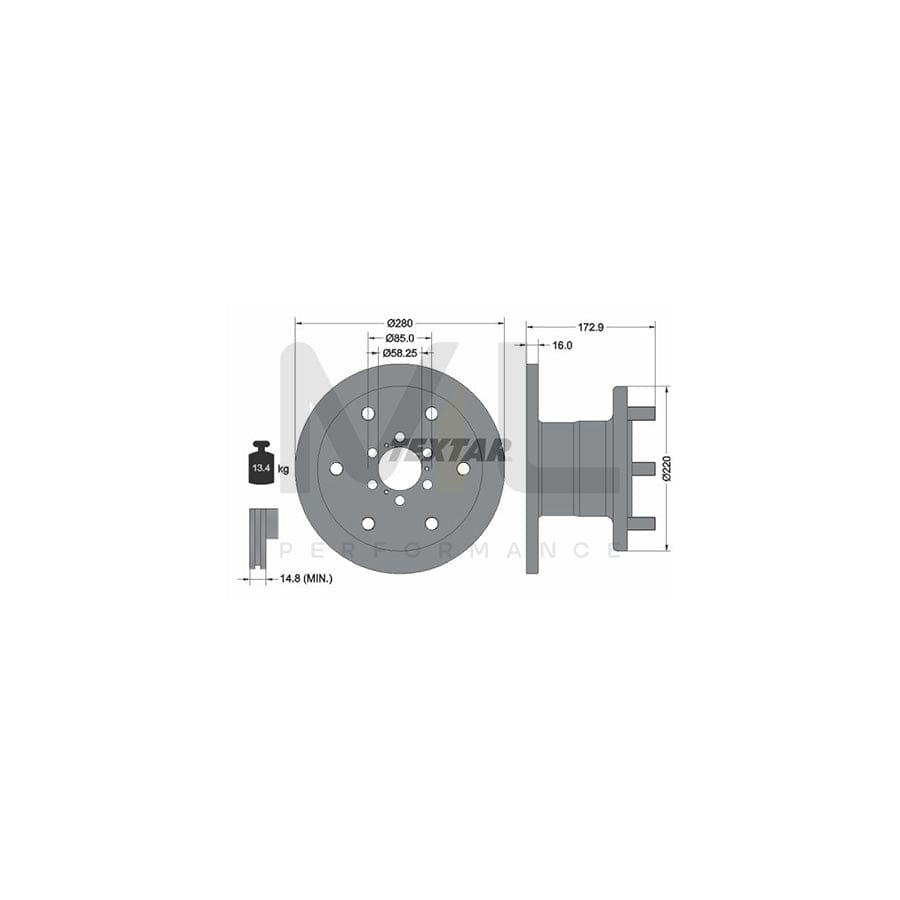 TEXTAR 93042801 Brake Disc for IVECO Daily Solid, with wheel studs, without wheel hub | ML Performance Car Parts