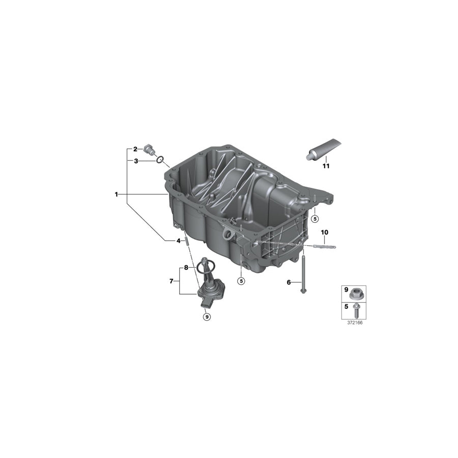 Genuine BMW 11138611689 F48 Oil Pan (Inc. One First, Cooper SE ALL4 & 216i) | ML Performance US Car Parts