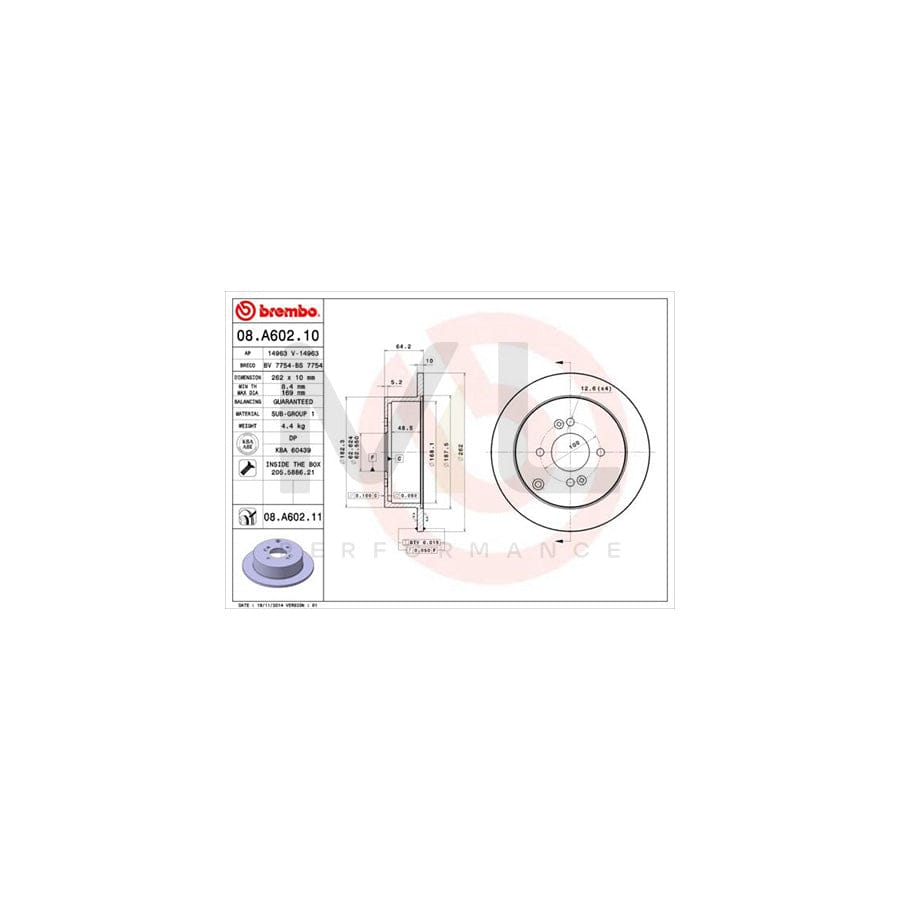 BREMBO 08.A602.10 Brake Disc Solid, with bolts/screws | ML Performance Car Parts