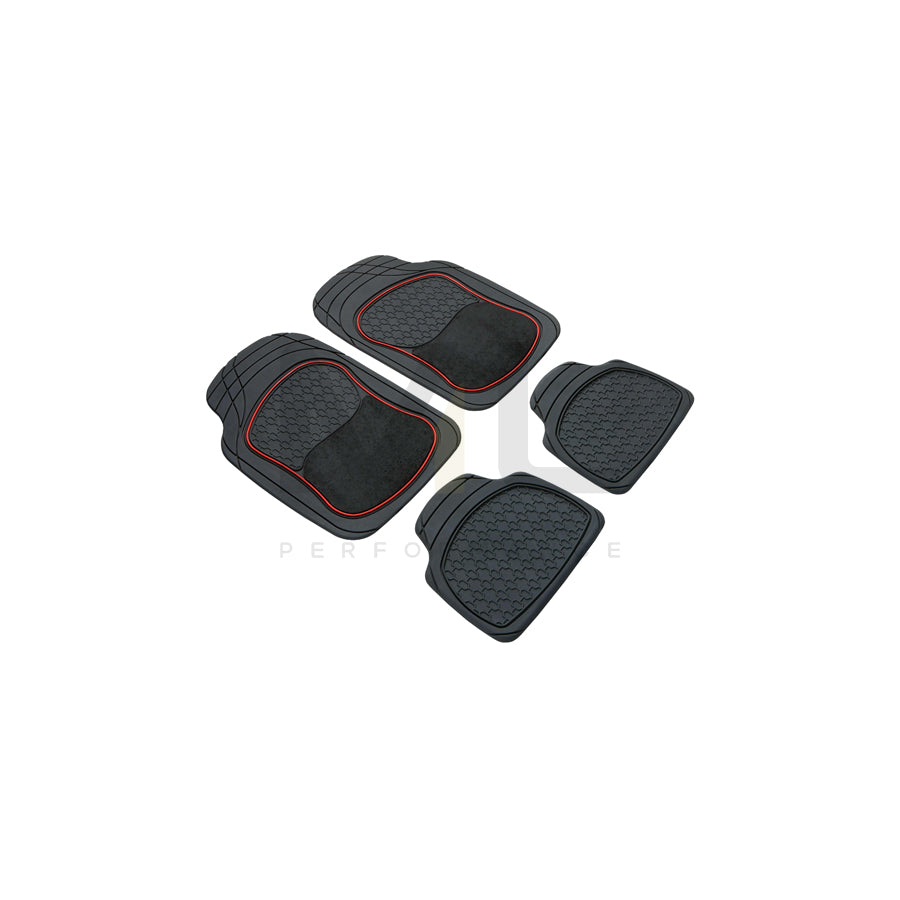 WALSER Universal fit, Royal 28015 Floor mat set Elastomer, Front and Rear, Quantity: 4, Black, Red
