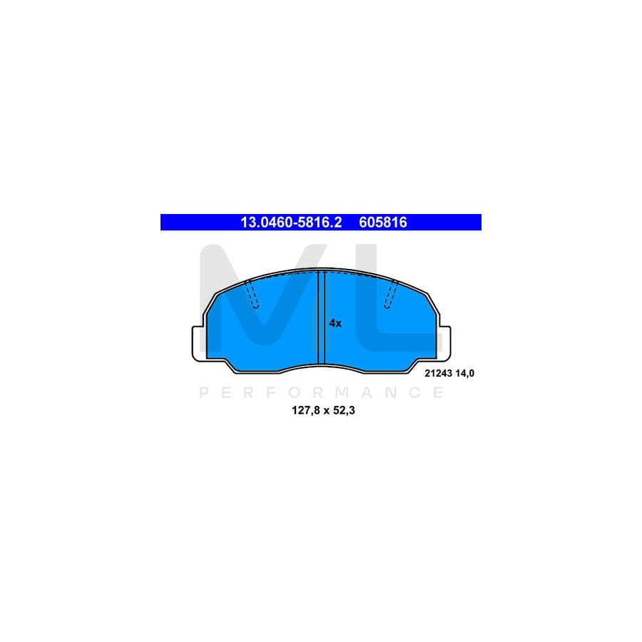 ATE 13.0460-5816.2 Brake pad set excl. wear warning contact, not prepared for wear indicator
