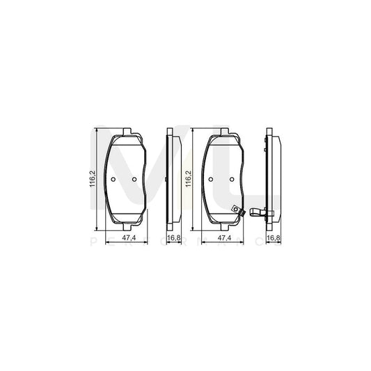 Bosch 0986495084 Brake Pad Set With Acoustic Wear Warning, With Mounting Manual BP1540 | ML Performance Car Parts
