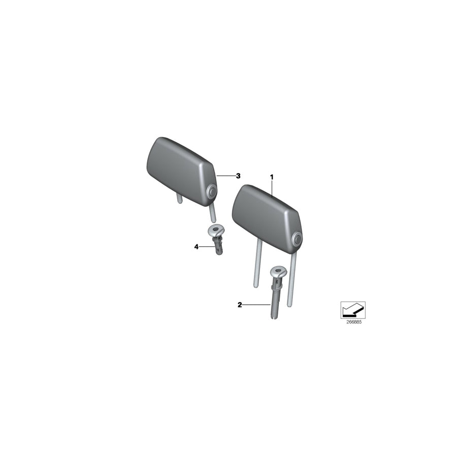 Genuine BMW 52207291130 F30 F20 Headrest Leather OYSTER (Inc. 330e, 330d & 116i) | ML Performance US Car Parts
