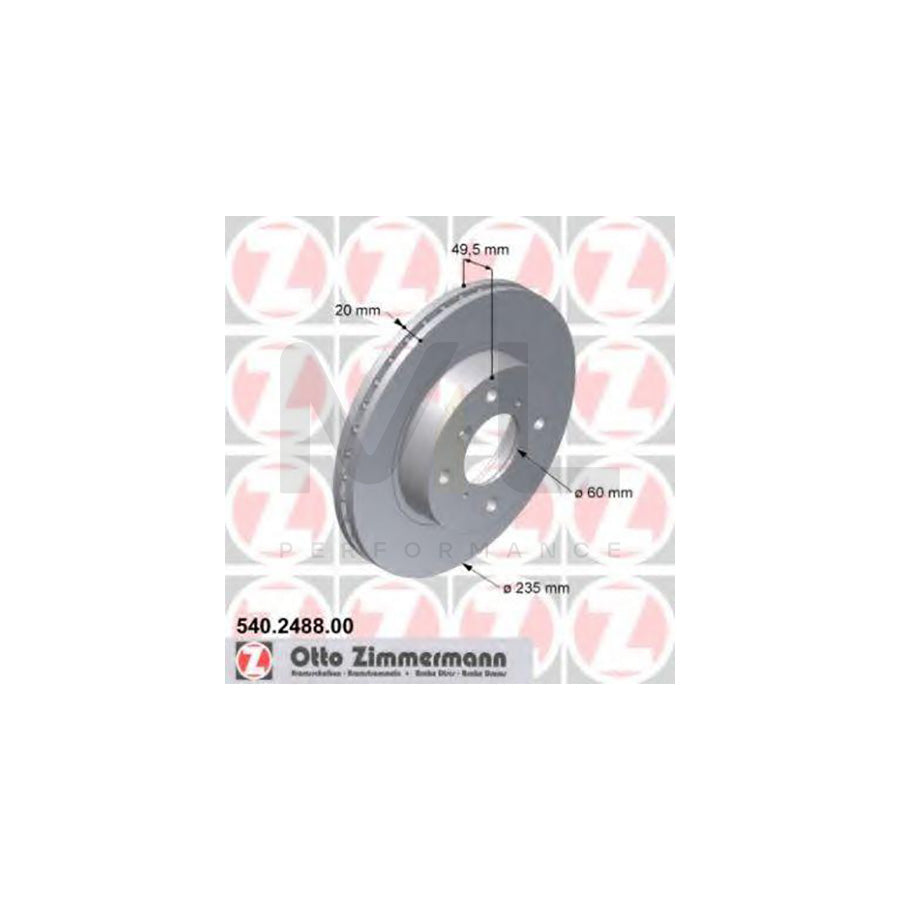 ZIMMERMANN 540.2488.00 Brake Disc for SUZUKI BALENO Internally Vented  - 1 piece
