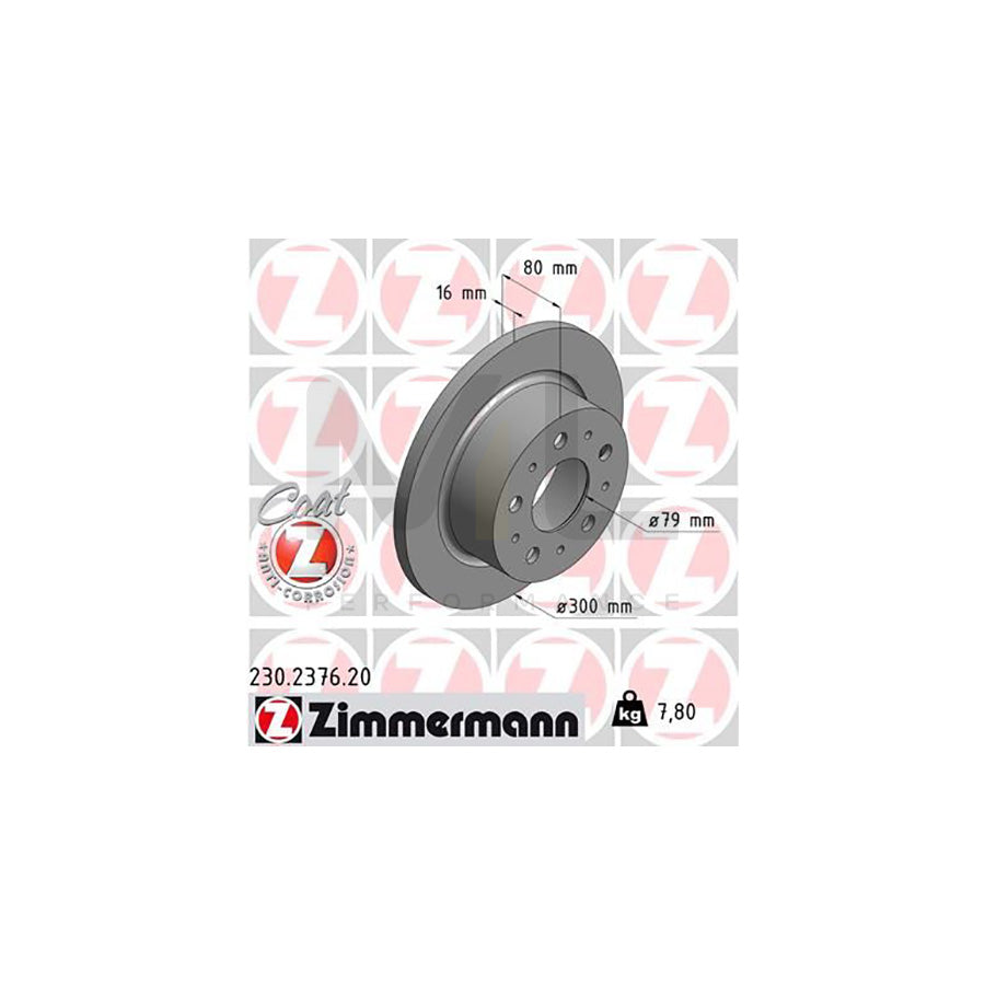 ZIMMERMANN COAT Z 230.2376.20 Brake Disc Solid, Coated  - 1 piece