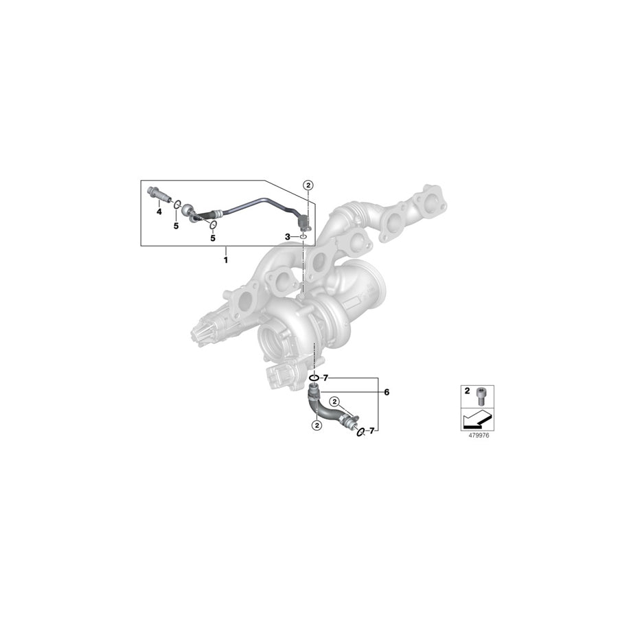 Genuine BMW 11428654386 RR11 EWB G12 Oil Supply Line For Turbocharger ZYL. 1-6 (Inc. M760LiX, Phantom EWB & Cullinan) | ML Performance US Car Parts
