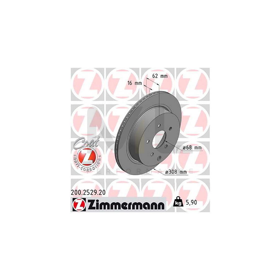 ZIMMERMANN COAT Z 200.2529.20 Brake Disc Internally Vented, Coated  - 1 piece