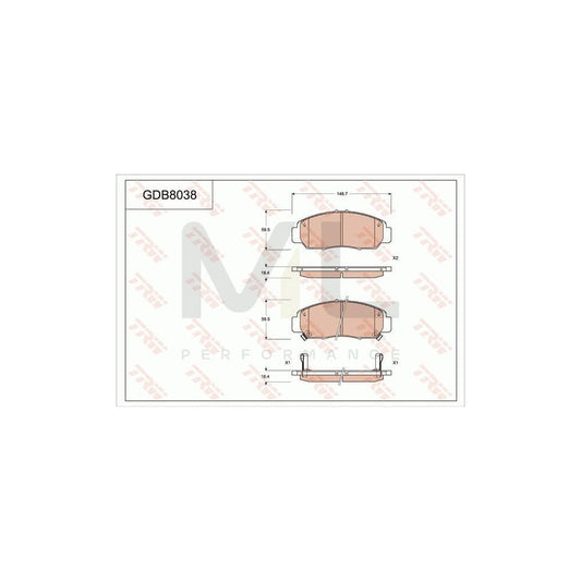 TRW Gdb8038 Brake Pad Set For Honda Civic Ix Saloon (Fb, Fg) | ML Performance Car Parts