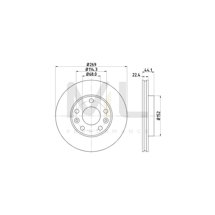 HELLA PRO 8DD 355 122-431 Brake Disc Internally Vented, Coated, without wheel hub, without wheel studs