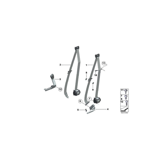 Genuine BMW 72117233509 Upper Belt Front Left SCHWARZ (Inc. 535i & 535iX) | ML Performance US