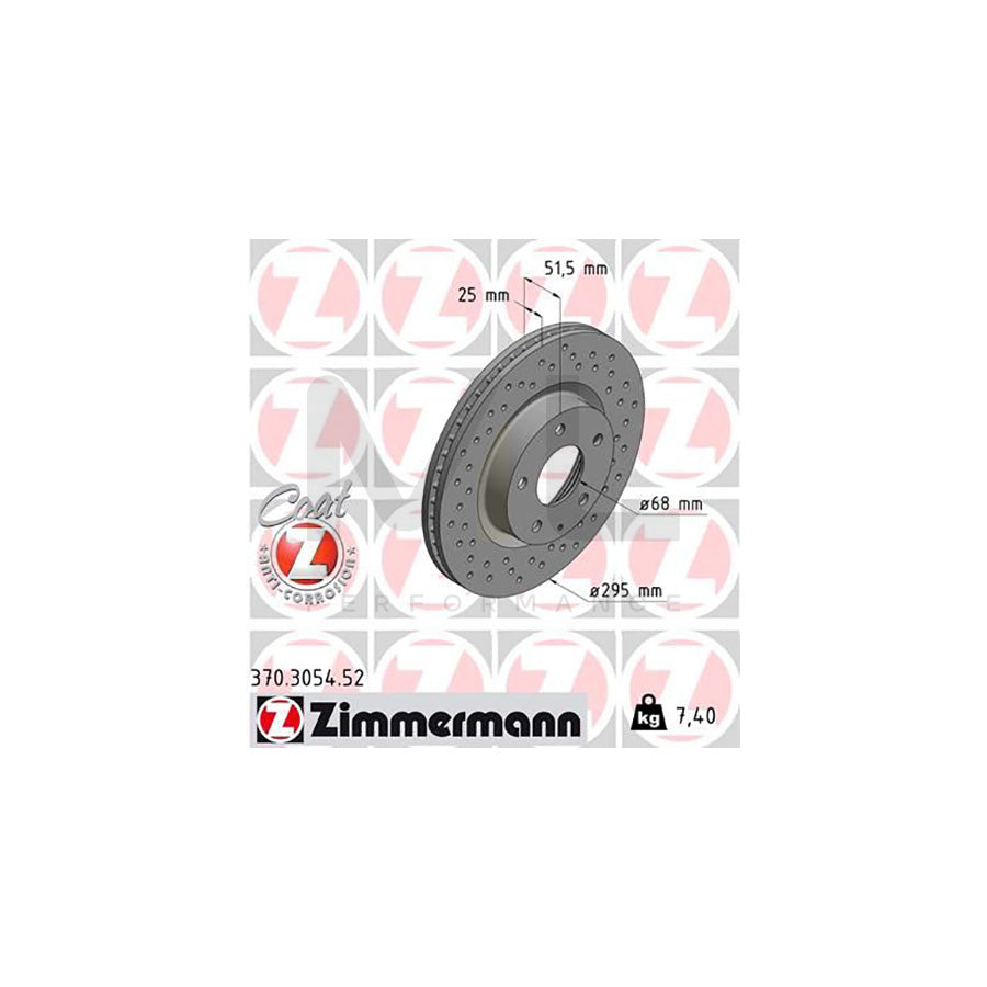 ZIMMERMANN 370.3054.52 Brake Disc Internally Vented, Perforated, Coated  - 1 piece
