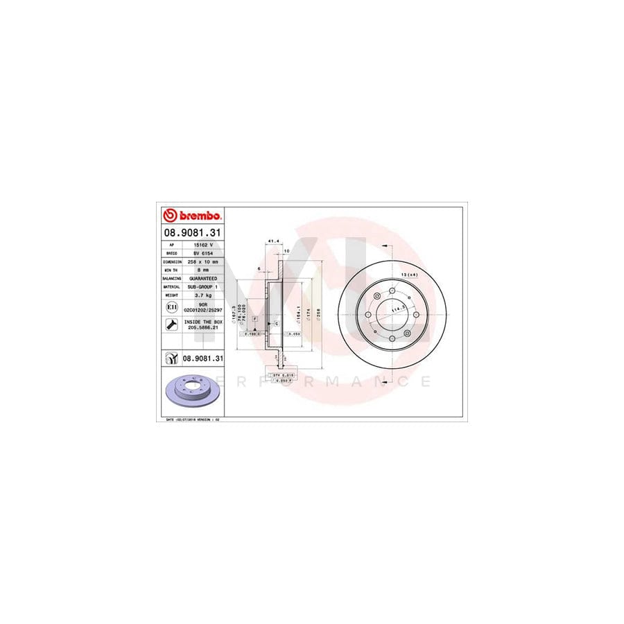 BREMBO 08.9081.31 Brake Disc for KIA CERATO Solid, Coated, with bolts/screws | ML Performance Car Parts