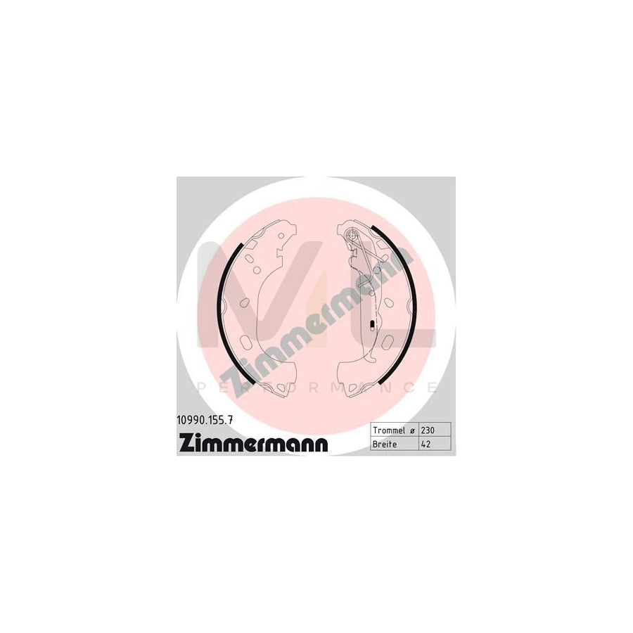 ZIMMERMANN 10990.155.7 Brake Shoe Set for OPEL ASTRA Photo corresponds to scope of supply, with lever